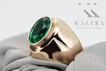 Vintažiniai papuošalai Žiedas Smeraldai Originalus 14k rožinio aukso vintage vrc296r